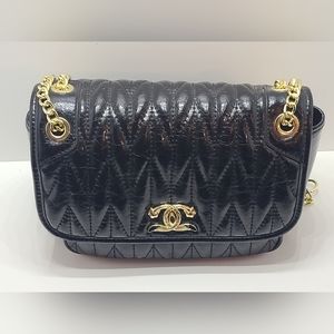 Black Leather Foxer Handbag